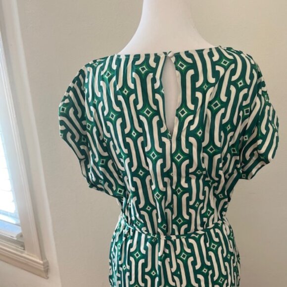 Boden Short Sleeve Column Midi Dress - Bright Emerald, Azure Geo Size US 4R - Picture 6 of 6